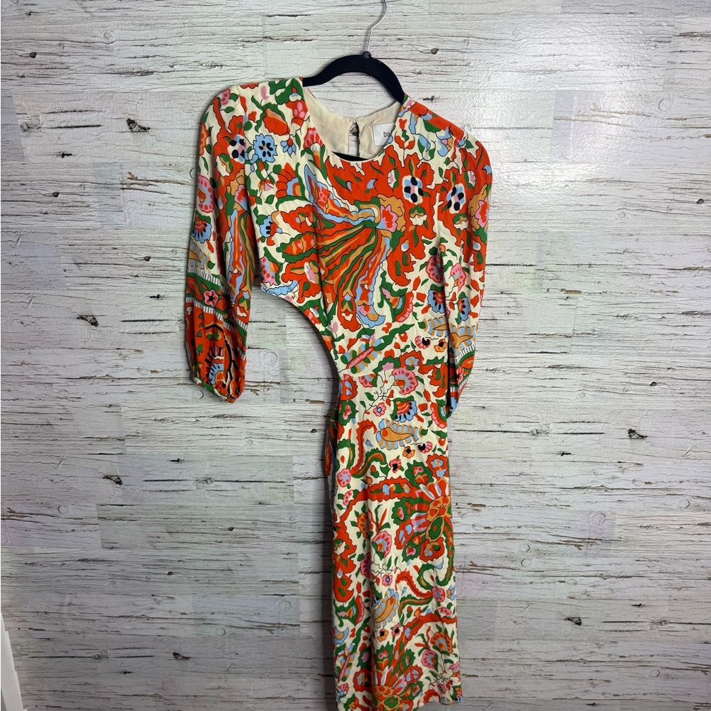 ba&sh Monica multi color Floral Dress in Orange and Green size xs